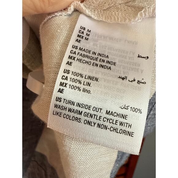 CHARTER CLUB LUXURY LINEN Sz. M NWT Sleeveless Top Striped Linen Earthy Colors - Picture 6 of 6